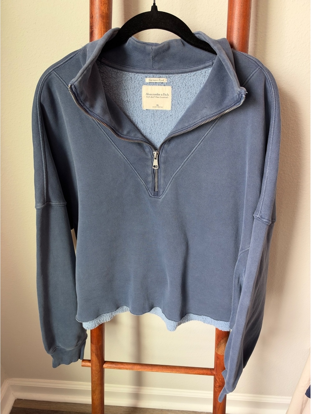 Abercrombie & Fitch XL Blue Half-Zip Pullover Sweatshirt with Fleece Lining